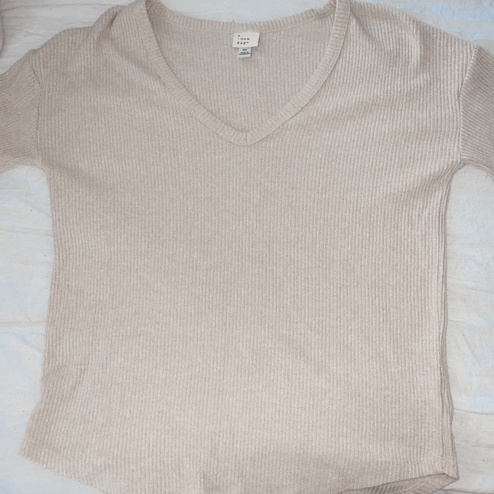 Cream soft ribbed shirt